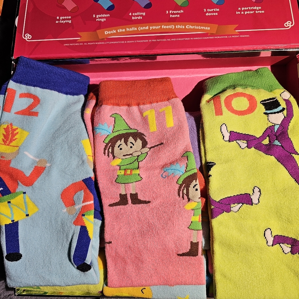 12 Days Of Christmas Sock Set In Box By Little Mismatched - Picture 7 of 16